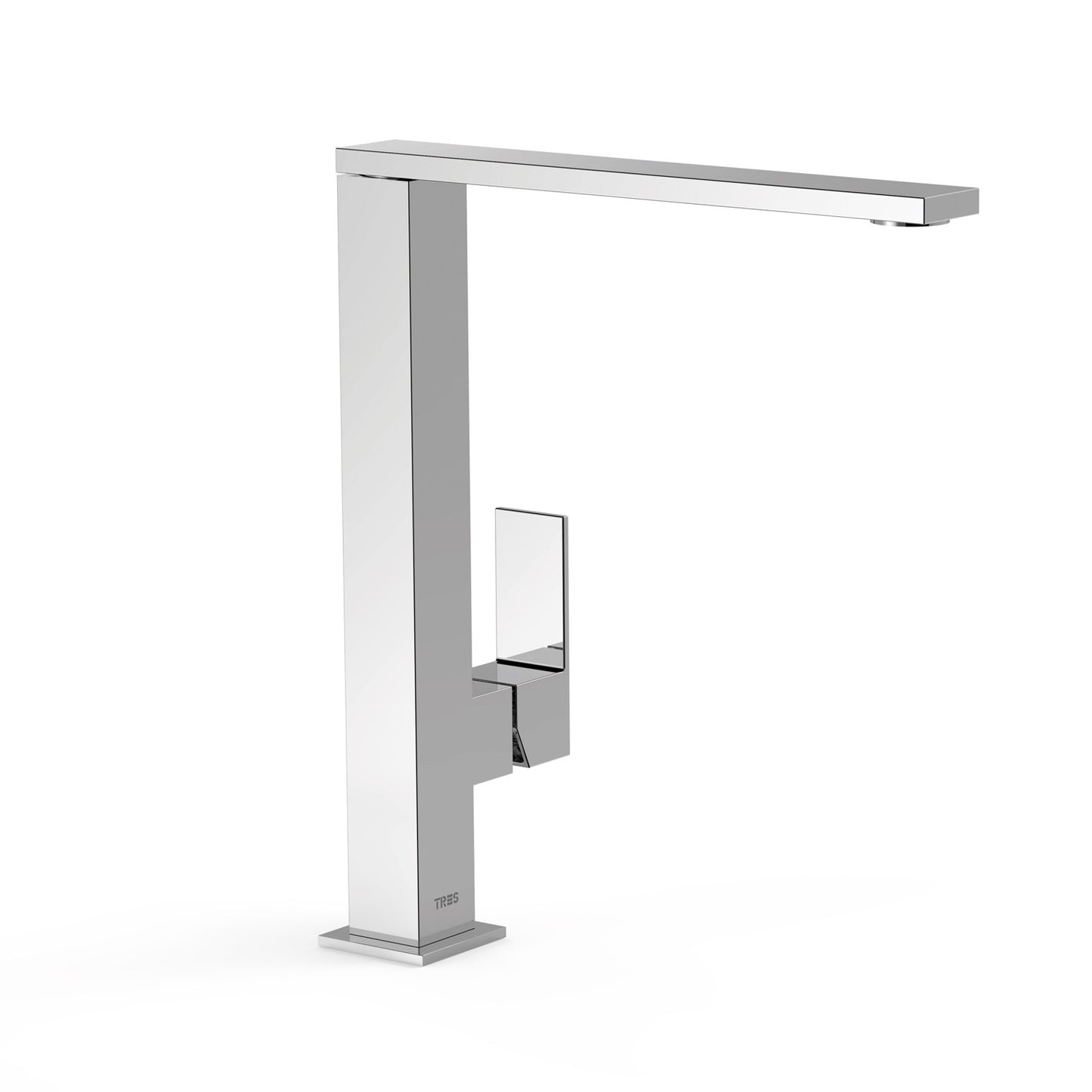 Grifería Monocomando Alto y Recto con maneta lateral para lavatorio